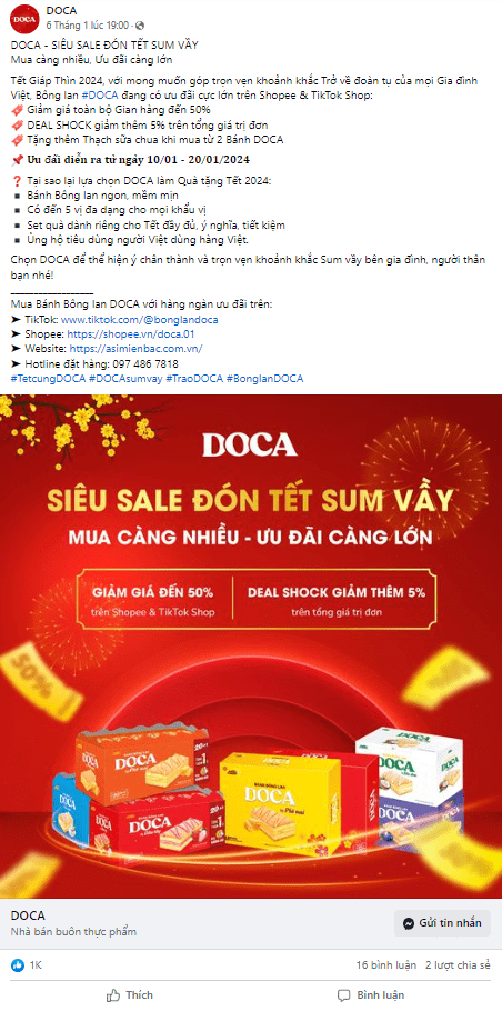 Chương trình Ưu đãi DOCA trên Facebook-min